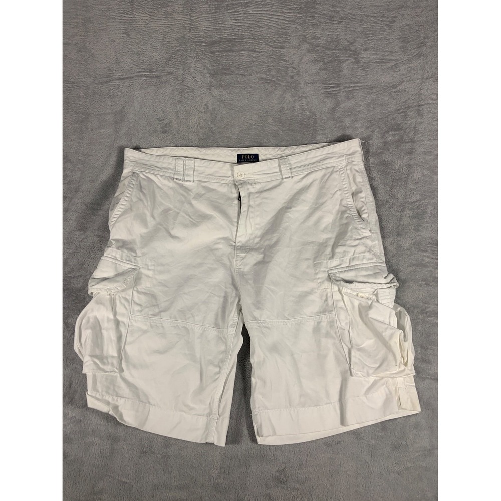 Vtg Polo Ralph Lauren White Cargo Paratrooper Shorts Mens Sz 44T